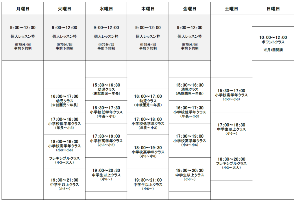 スケジュール（2026年9月現在）